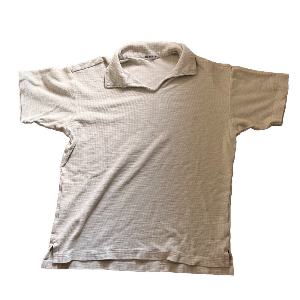 Buck Mason Airlight Johnny Collar Polo Men's M Limestone 100% Cotton $128 - Picture 7 of 12